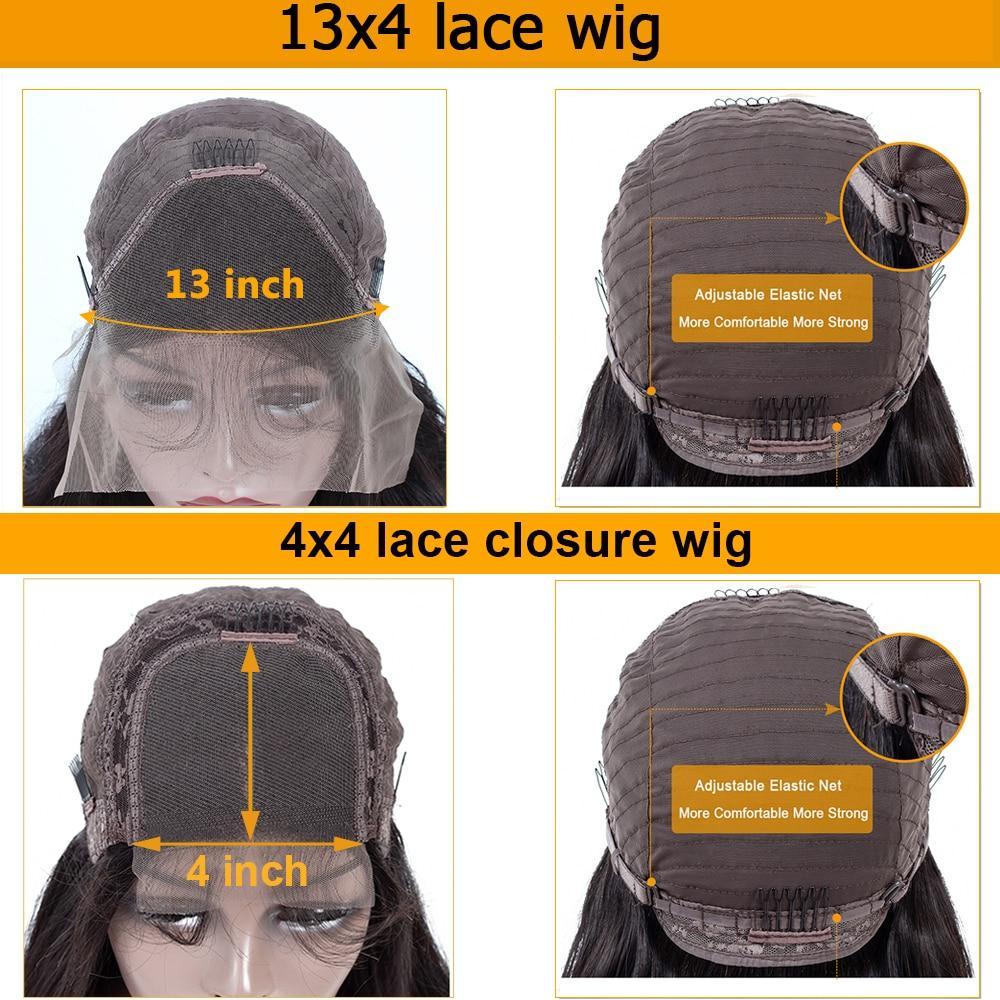Tief gewellte Perücke mit 180 % Dichte, 4 x 4, kurzer Bob, 13 x 4, Lace-Front, Echthaar