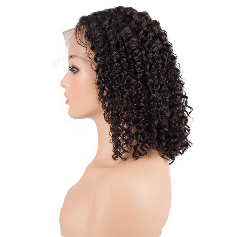 Tief gewellte Perücke mit 180 % Dichte, 4 x 4, kurzer Bob, 13 x 4, Lace-Front, Echthaar