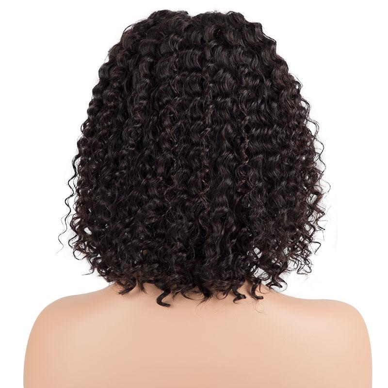 Tief gewellte Perücke mit 180 % Dichte, 4 x 4, kurzer Bob, 13 x 4, Lace-Front, Echthaar