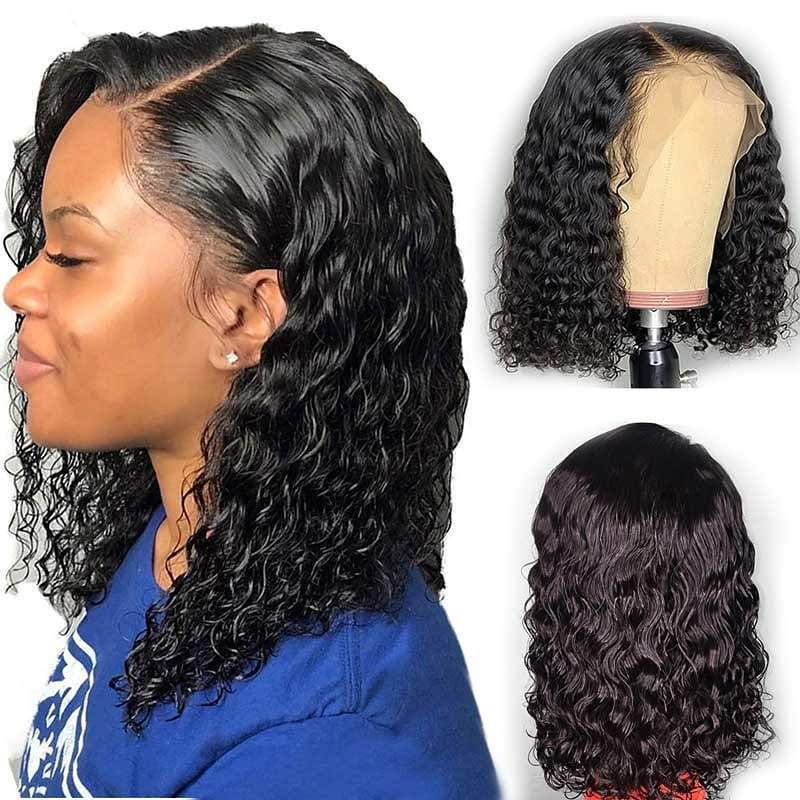 Kinky Curly 180% Density 4x4 Short Bob 13x4 Lace Front Human Hair Wig