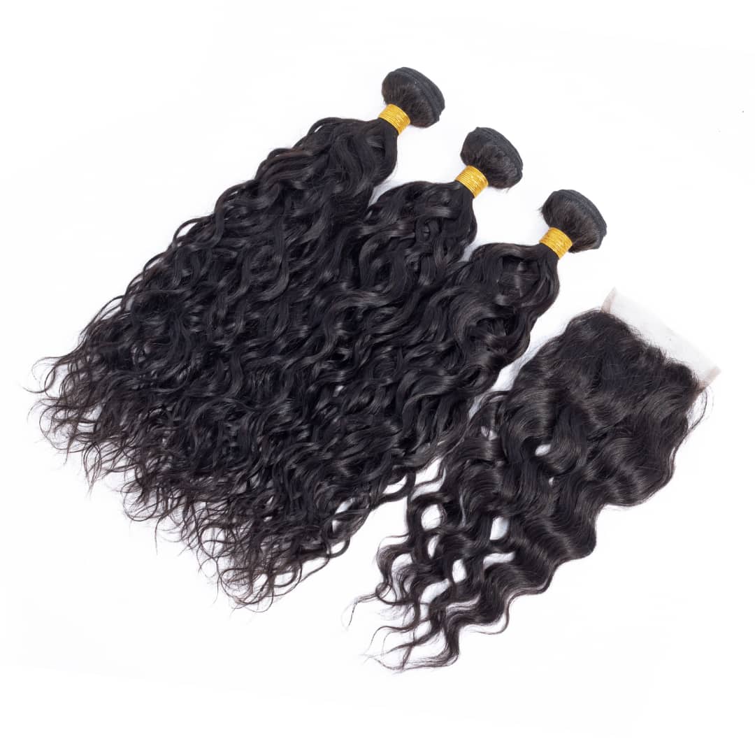 BeuMax 10A Grade 3/4 Water Wave Bundles with 4x4 Closure Brazilian