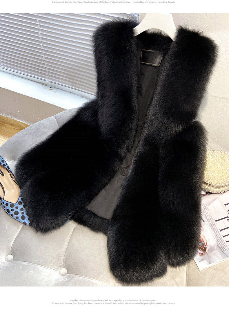 Faux Fur Sleeveless Vest Jacket Autumn Winter Elegant Fashion Vest