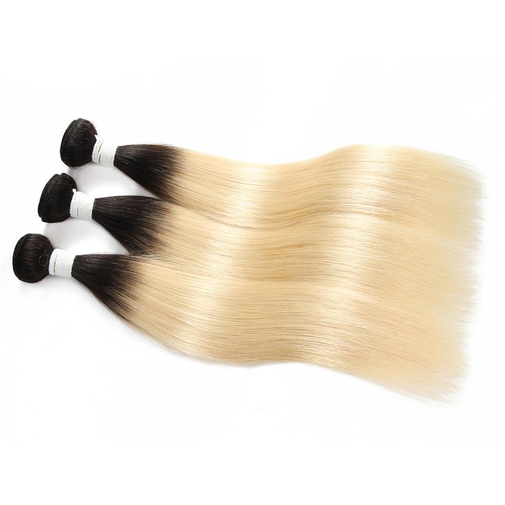 Brazilian Blonde 10A Grade #1B/613 Straight BUNDLES with CLOSURES & FR