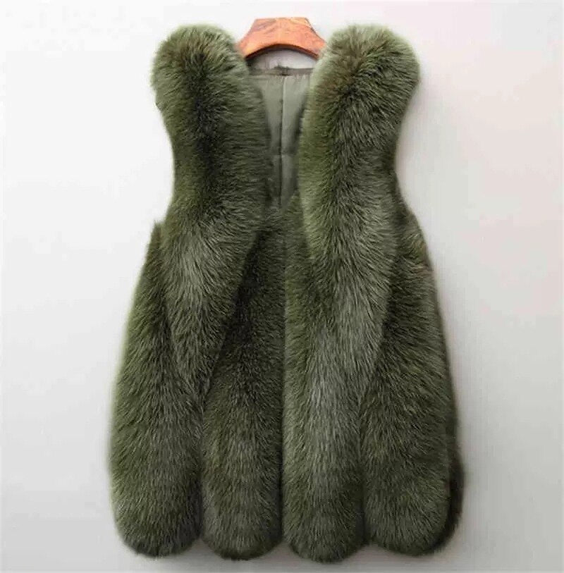 Faux Fur Sleeveless Vest Jacket Autumn Winter Elegant Fashion Vest