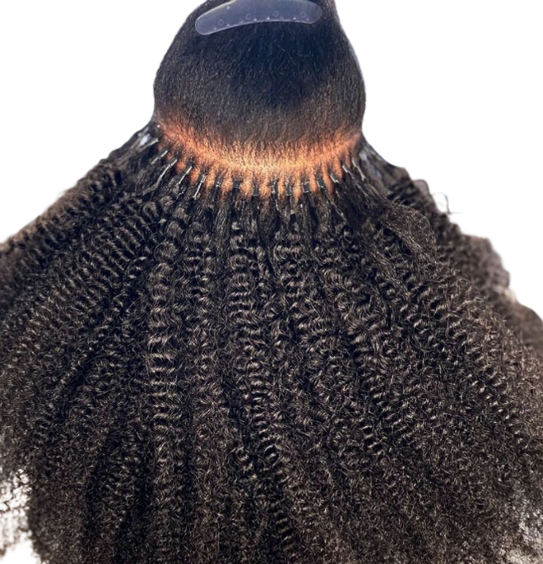 Mongalian Afro Kinky Curly i Tip Microlinks Braiding Human Hair Extens