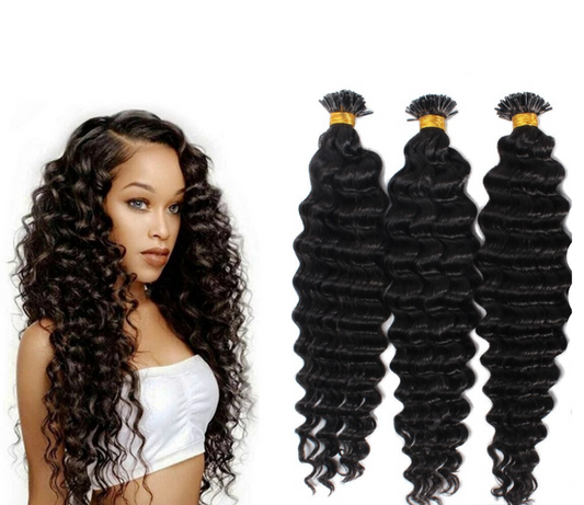 Brazilian Deep Wave Human Hair i Tip Microlinks Bulk Braiding Human Ha