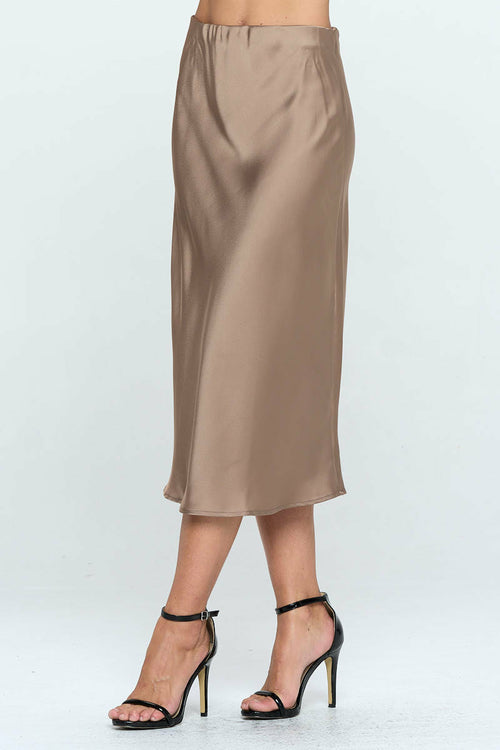 Solid Satin Midi Skirt