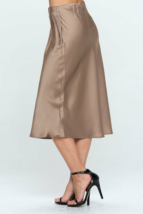 Solid Satin Midi Skirt