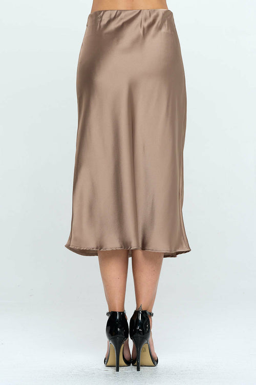 Solid Satin Midi Skirt