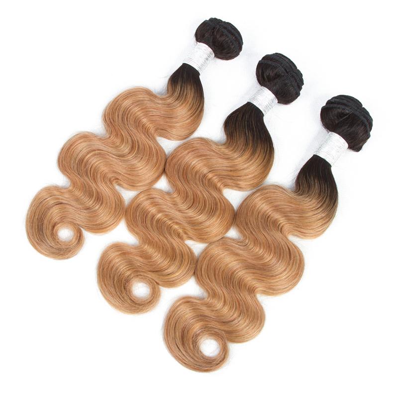 #27 Body Wave 10A Grade #1B/27 Hair BUNDLES with 4x4 CLOSURES & 13x4 F