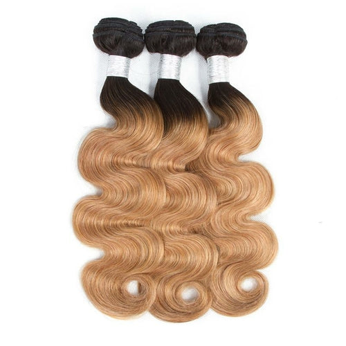 #27 Body Wave 10A Grade #1B/27 Hair BUNDLES with 4x4 CLOSURES & 13x4 F