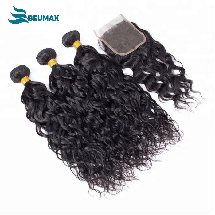 BeuMax 10A Grade 3/4 Water Wave Bundles with 4x4 Closure Brazilian