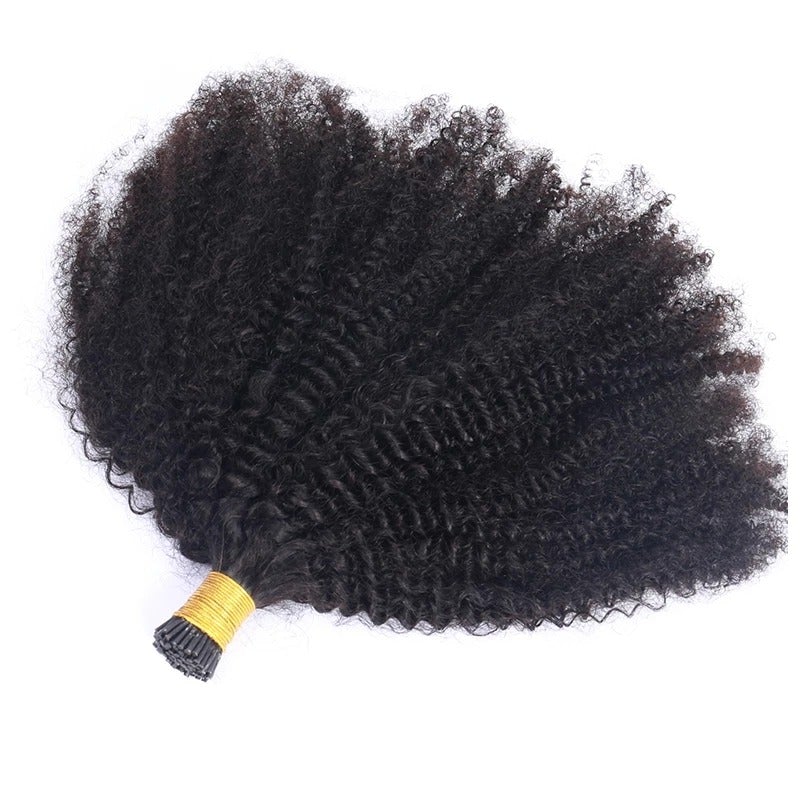 Mongalian Afro Kinky Curly i Tip Microlinks Braiding Human Hair Extens