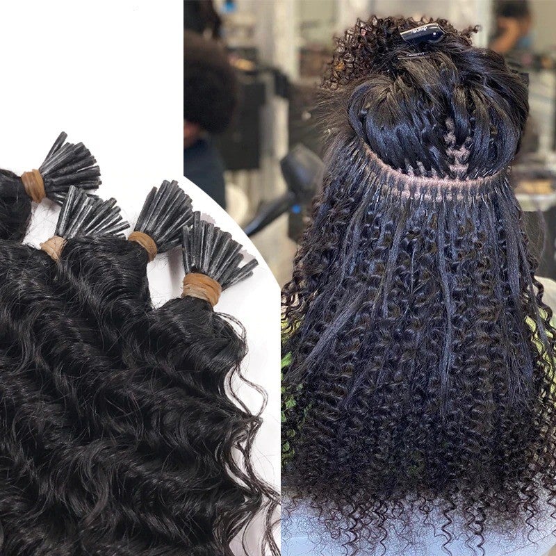 Jerry Curl Human Hair i Tip Microlinks Bulk Braiding Human Hair Bundle