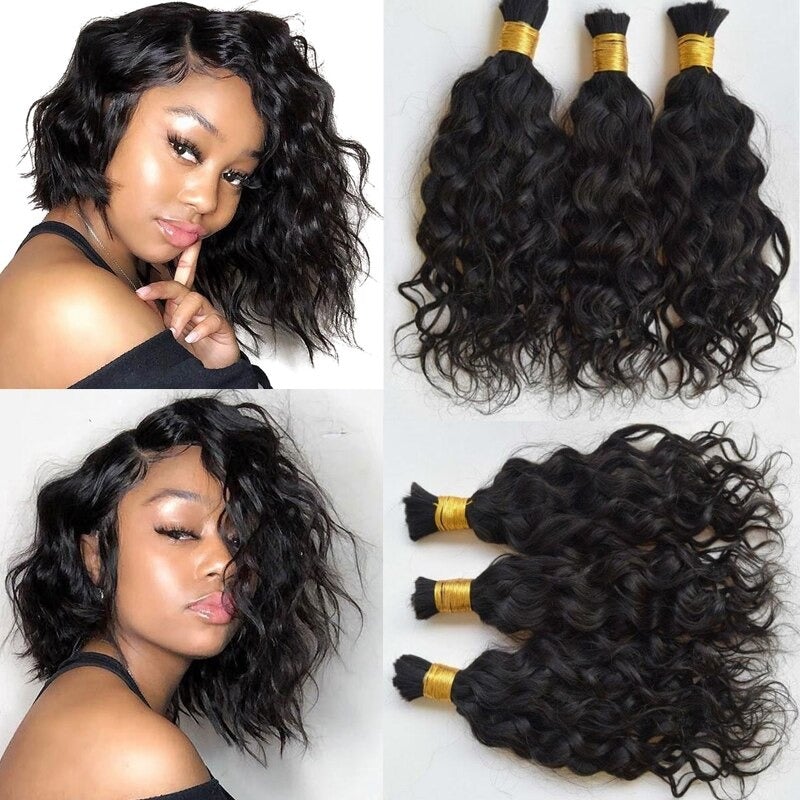 Water Wave Human Hair i Tip Microlinks Bulk Braiding Human Hair Bundle