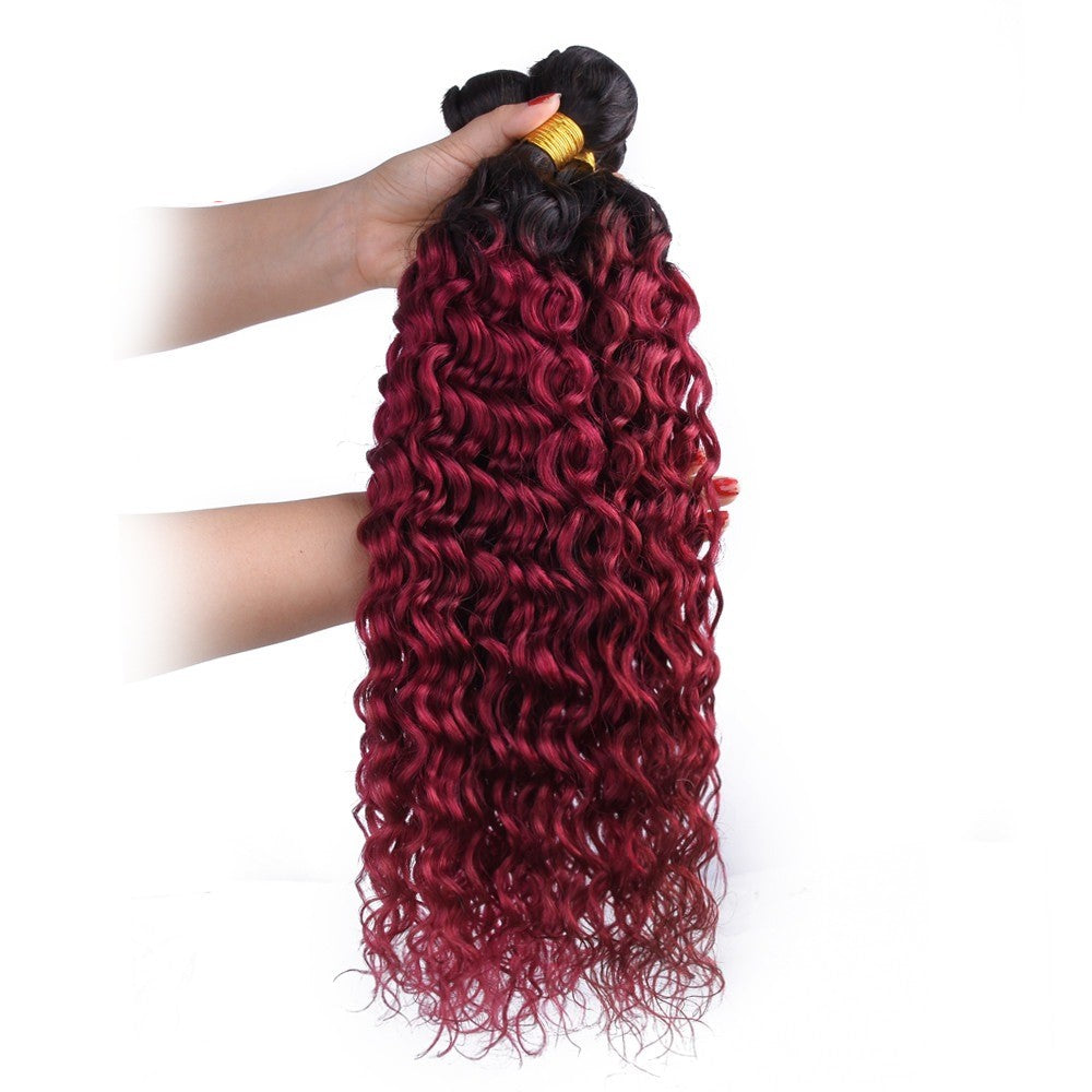 Burg 10A Grade Water Wave #1B/Burgundy BUNDLES with CLOSURES & FRONTAL